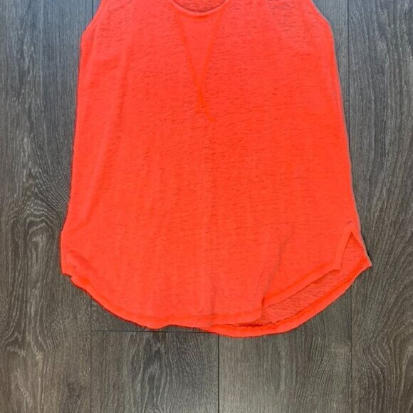 Aritzia Wilfred Free Muscle Tee T-shirt Bright Orange Burnout Sleeveless Size XS - Picture 8 of 9